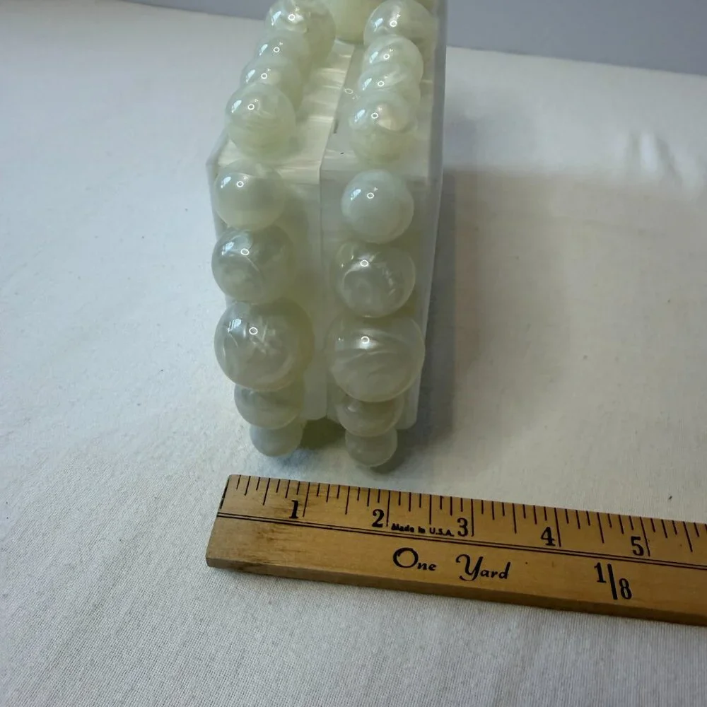 Ivory Acrylic Clutch ‎ Pearlized Beaded Purse
